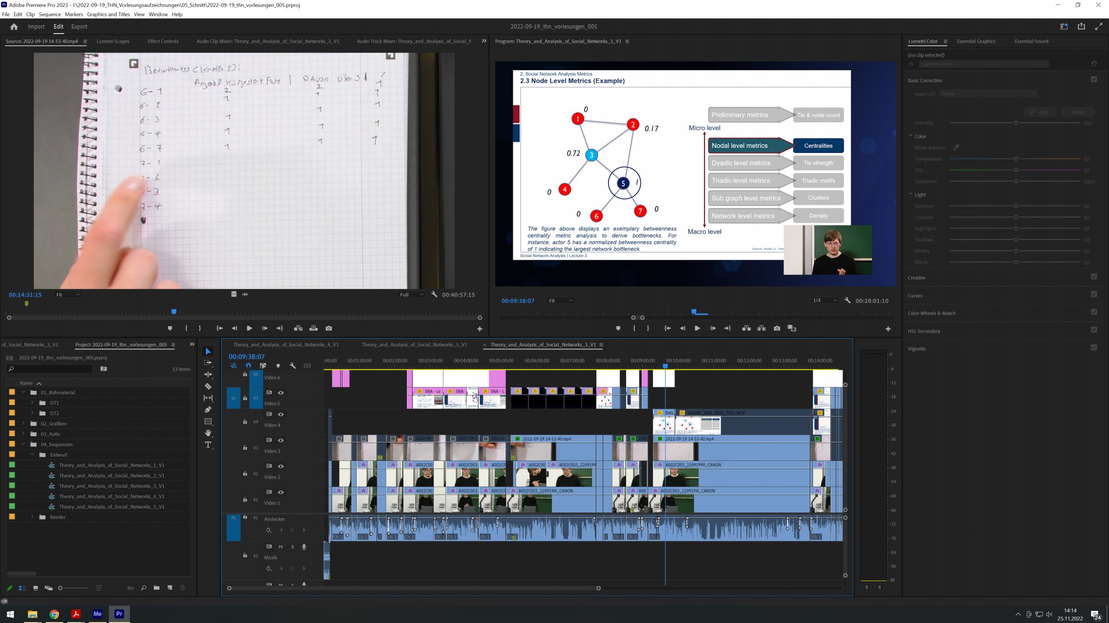 Ausschnitt aus dem Videoschnitt im Programm Adobe Premiere